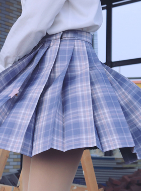 紫烟梗豆物语正统森川原创JK制服裙淡紫色紫格短裙木禾猫屿jk王炸