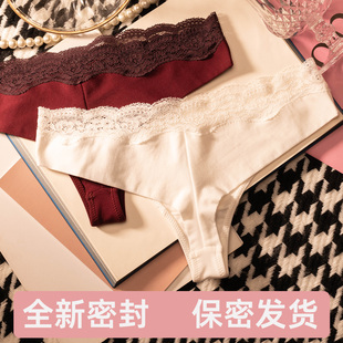 运动健身瑜伽大码 2025夏季 女柔棉无痕内裤 欧美性感蕾丝丁字裤 新品