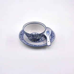 盘子碗家用2025新款中餐宴会摆台餐具酒店饭店餐桌青花小勺吐骨碟