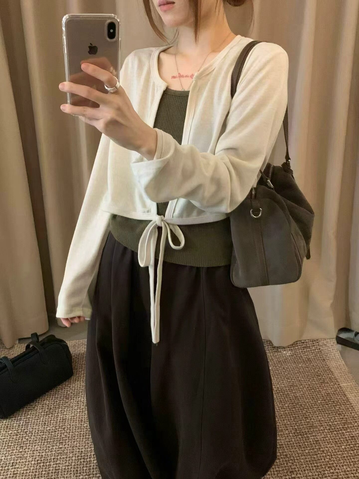 2026新款欧货女装时尚百搭圆领长袖T恤女宽松显瘦上衣外套+背心