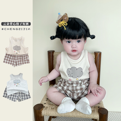 女宝宝夏季凉快可爱背心短裤套装