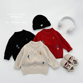 婴幼儿保暖上衣 休闲针织衫 男宝宝秋冬款 洋气刺绣加厚毛衣女童韩版
