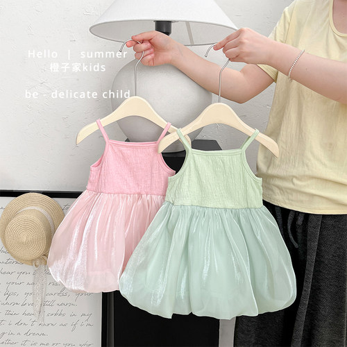 女宝宝夏装洋气无袖网纱吊带裙