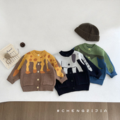 男宝宝毛衣新款 婴儿针织开衫 春秋季 洋气超萌婴儿上衣外套百搭衣服