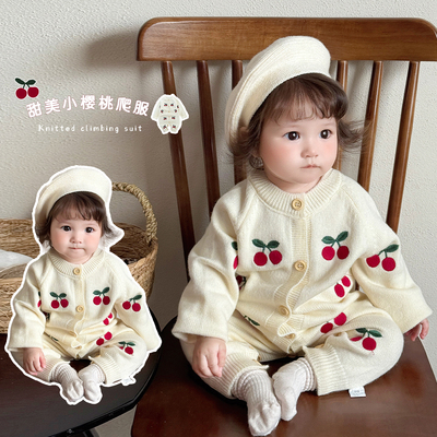 女宝宝春秋新款甜美连体衣爬服
