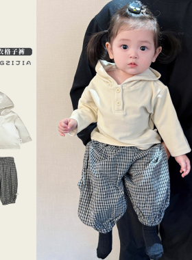 女童春秋款连帽打底衫套装女宝宝韩版休闲长袖上衣婴儿洋气束脚裤