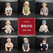 婴儿宽松T恤裤 清仓男童夏季 子 套装 男宝宝休闲背带裤 洋气短袖 短裤