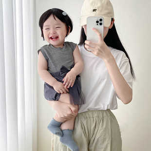 上衣婴儿蝴蝶结大PP短裤 宝宝夏装 可爱无袖 女童夏季 两件套 背心套装