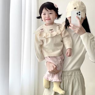 春秋女宝宝针织衣服婴儿洋气公主套头毛衣甜美小女孩百搭上衣 韩版