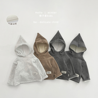 男童冬款韩版加绒保暖连帽衫卫衣
