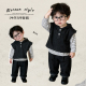子 男宝宝连帽马甲条纹内搭婴儿宽松百搭裤 男童春秋款 牛仔上衣套装