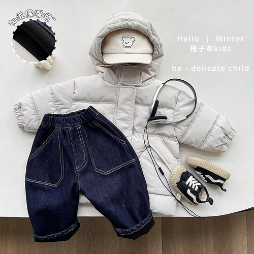 不褪色长裤牛仔裤子加绒牛仔裤