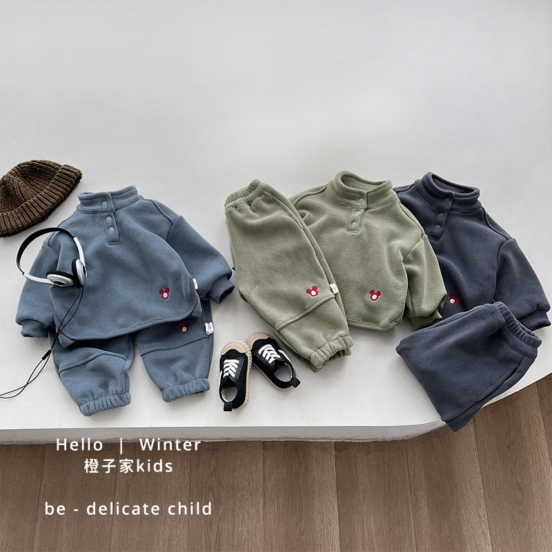 立领奥粒绒套装休闲运动冬两件套