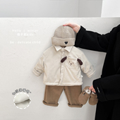 保暖衬衣婴幼儿卡通上衣 外套男宝宝韩版 男童冬季 可爱加绒加厚衬衫