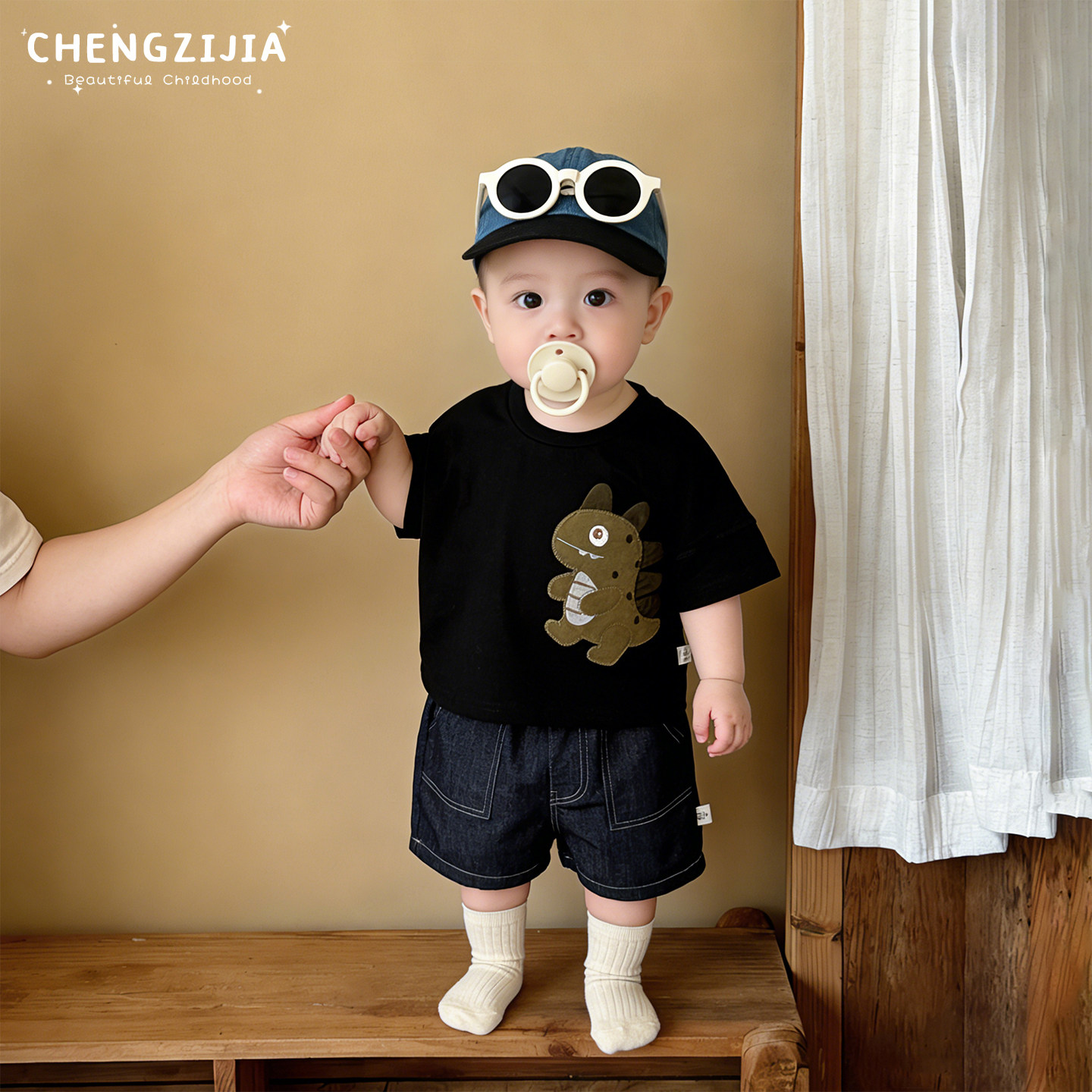 男童夏装卡通短袖套装男宝宝韩版休闲薄款T恤婴幼儿宽松牛仔短裤
