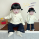 巫师帽上衣婴儿波点喇叭裤 女童春秋装 女宝宝韩版 子套装 洋气衣服裤