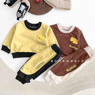 男女童春秋季 两件套宝宝洋气长袖 儿童休闲卫衣长裤 套装 婴幼儿衣服