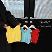 女童春秋季 洋气马甲背心女宝宝韩系时髦外穿毛衣婴儿百搭针织开衫