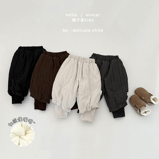 加绒加厚束脚裤 婴幼儿外出保暖长裤 男童裤 休闲裤 子韩版 男宝宝冬款
