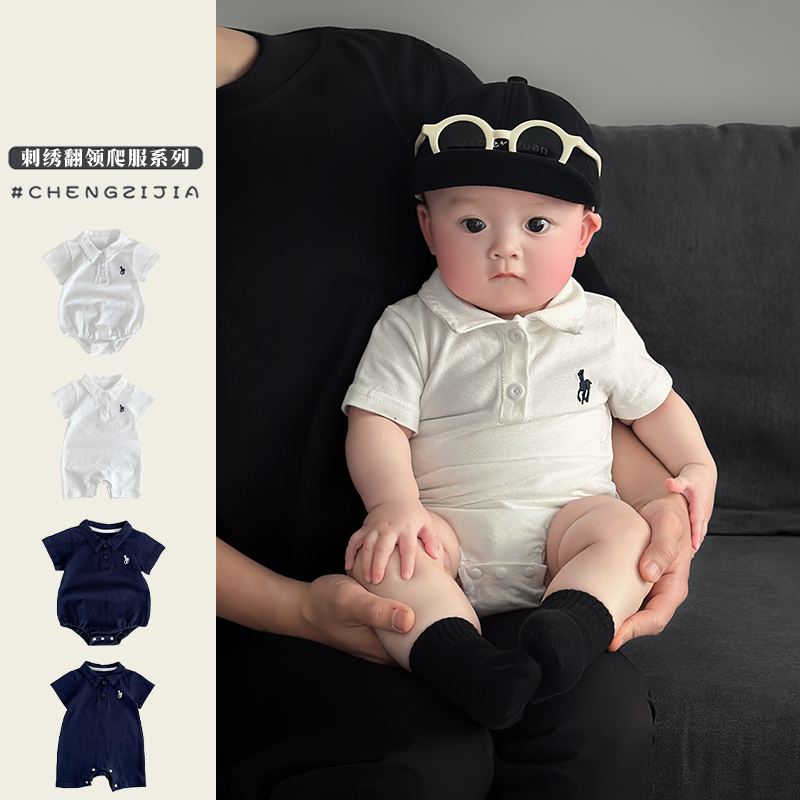 宝宝2025夏季薄款短袖爬服哈衣
