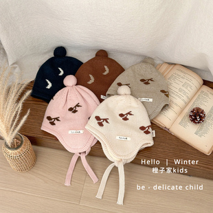 婴幼儿冬季洋气加厚保暖护耳帽男童韩版针织帽子女宝宝可爱套头帽