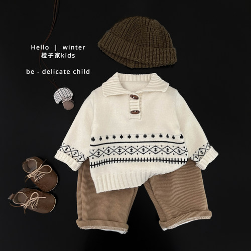 男宝宝秋冬装洋气圆领针织衫毛衣
