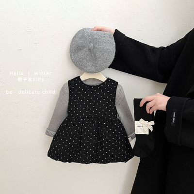 女童秋冬款洋气可爱夹棉背心裙