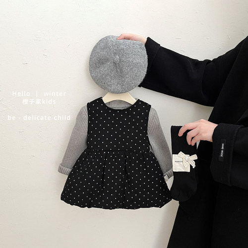 女童秋冬款洋气可爱夹棉背心裙