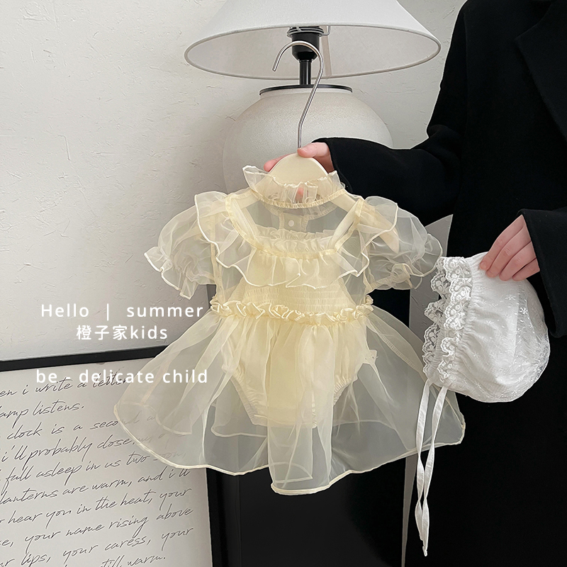 夏季女童可爱公主裙薄网纱连体衣