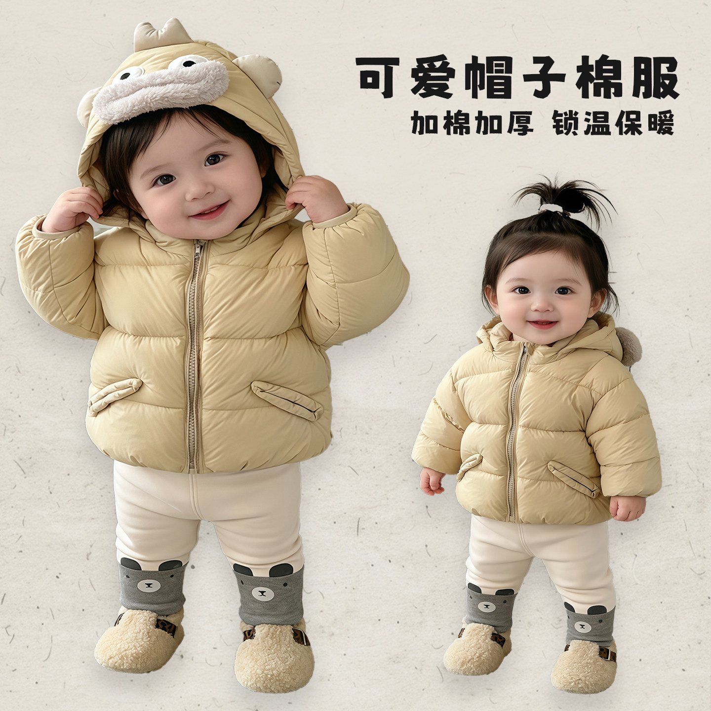女童冬款可爱棉服套装女宝宝韩版加厚保暖连帽外套婴儿加绒打底裤,童装/婴儿装/亲子装,套装,淘宝优惠券,粉丝福利购,淘宝优惠卷