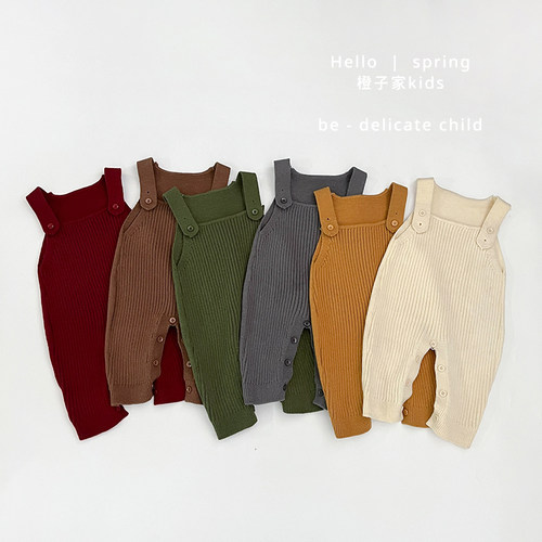 男女童春秋季针织连体衣可爱爬服