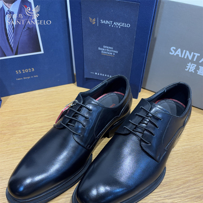 报喜鸟黑色红底商务皮鞋