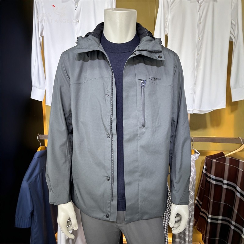 报喜鸟灰色青年新款秋季男士连帽青年时尚休闲专柜宽松夹克衫外套