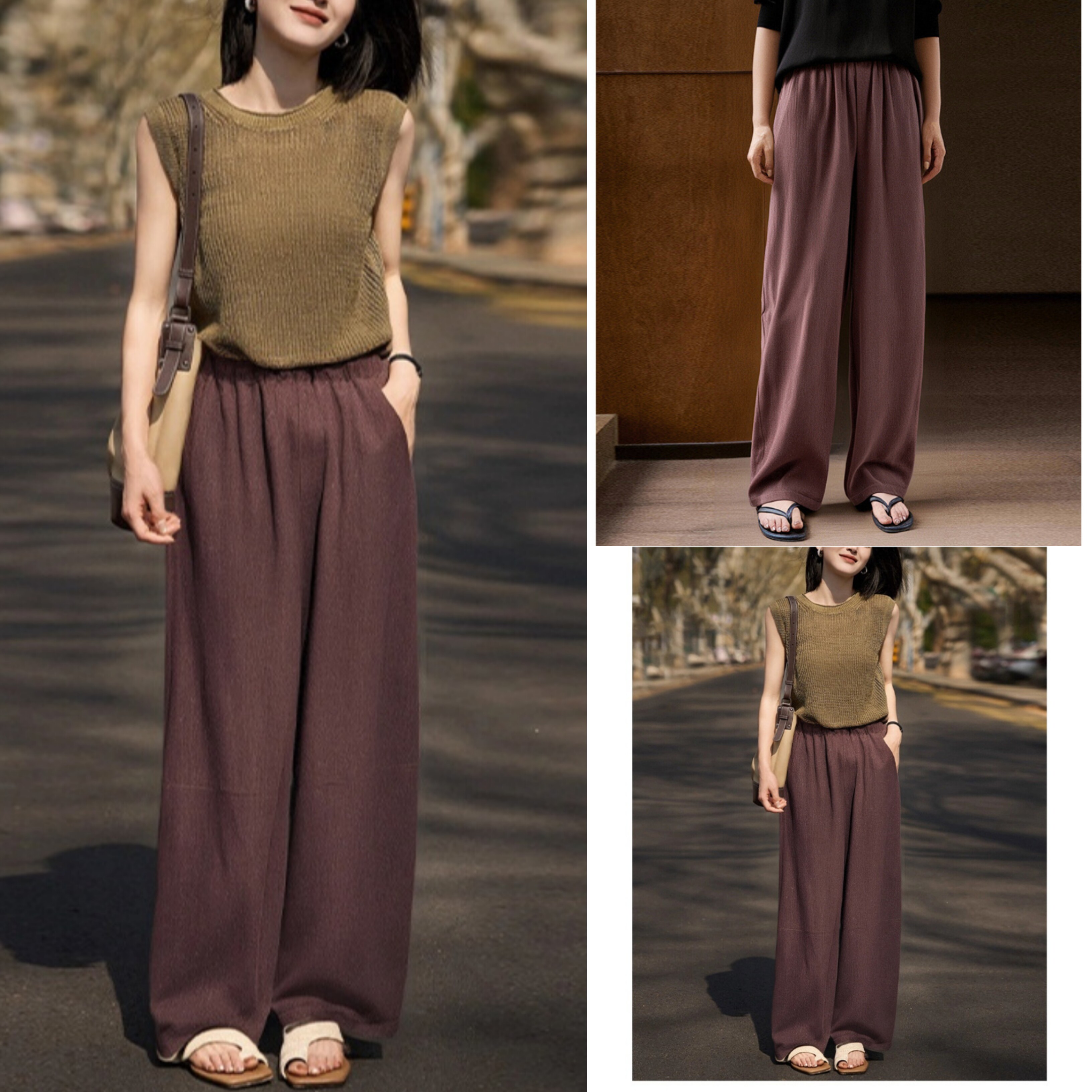 夏季新款2025透气清凉休闲裤女垂坠感百搭显瘦香蕉裤直筒裤阔腿裤