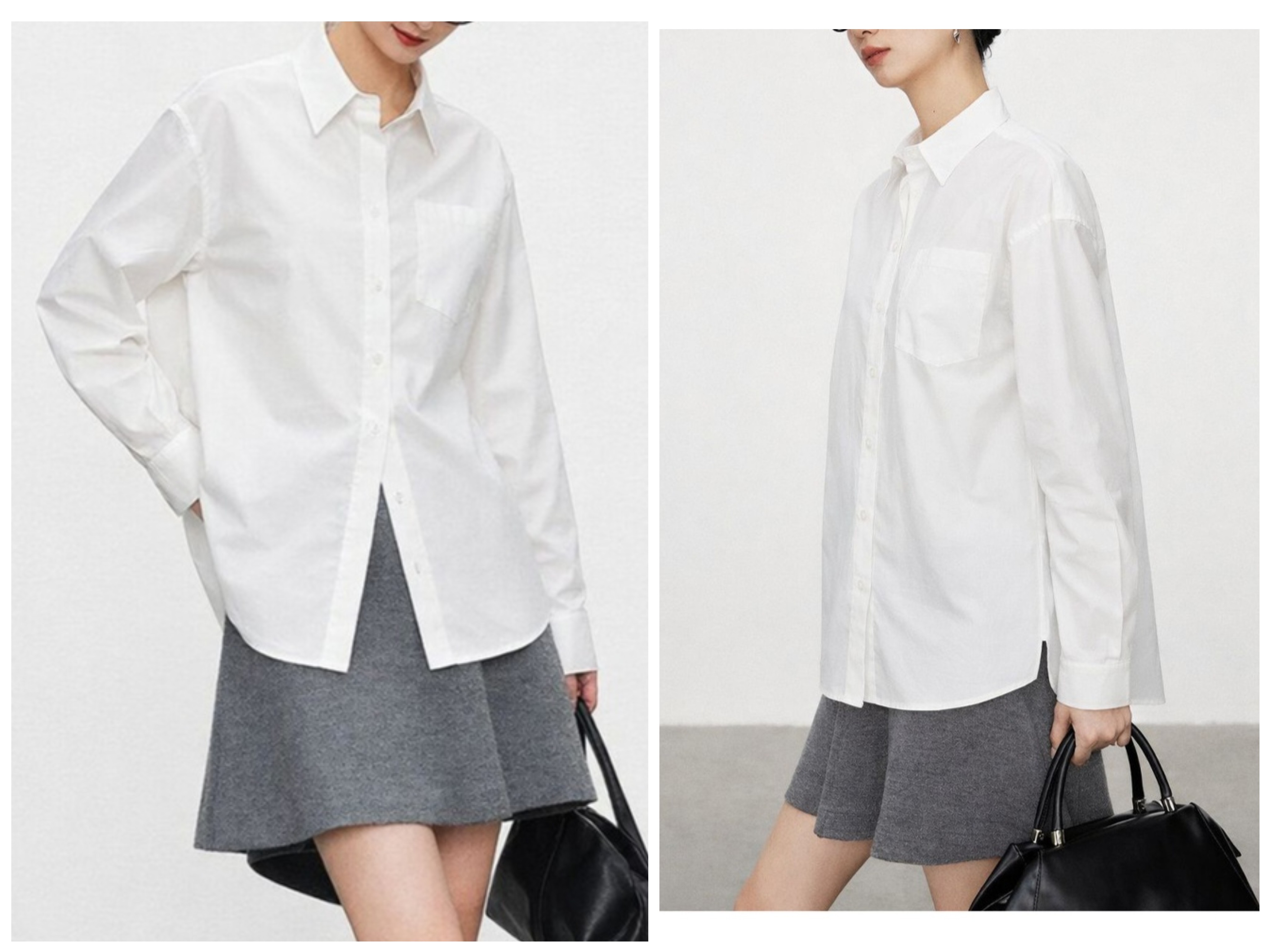 2026年早春新款纯棉白色衬衫女高级感宽松显瘦polo长袖单排扣上衣