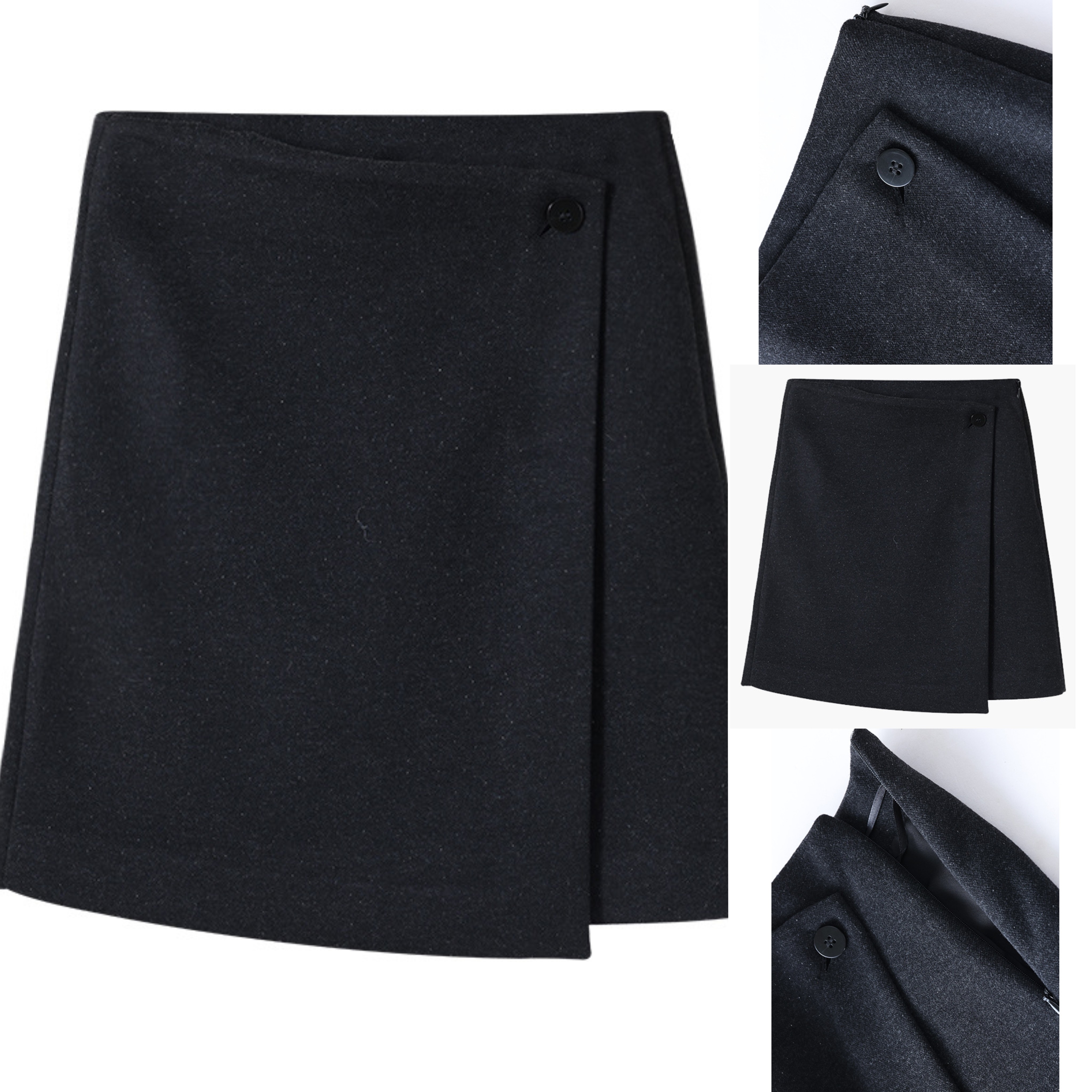 设计感不规则深灰色半身裙女2025秋冬新款气质名媛小个子包臀短裙