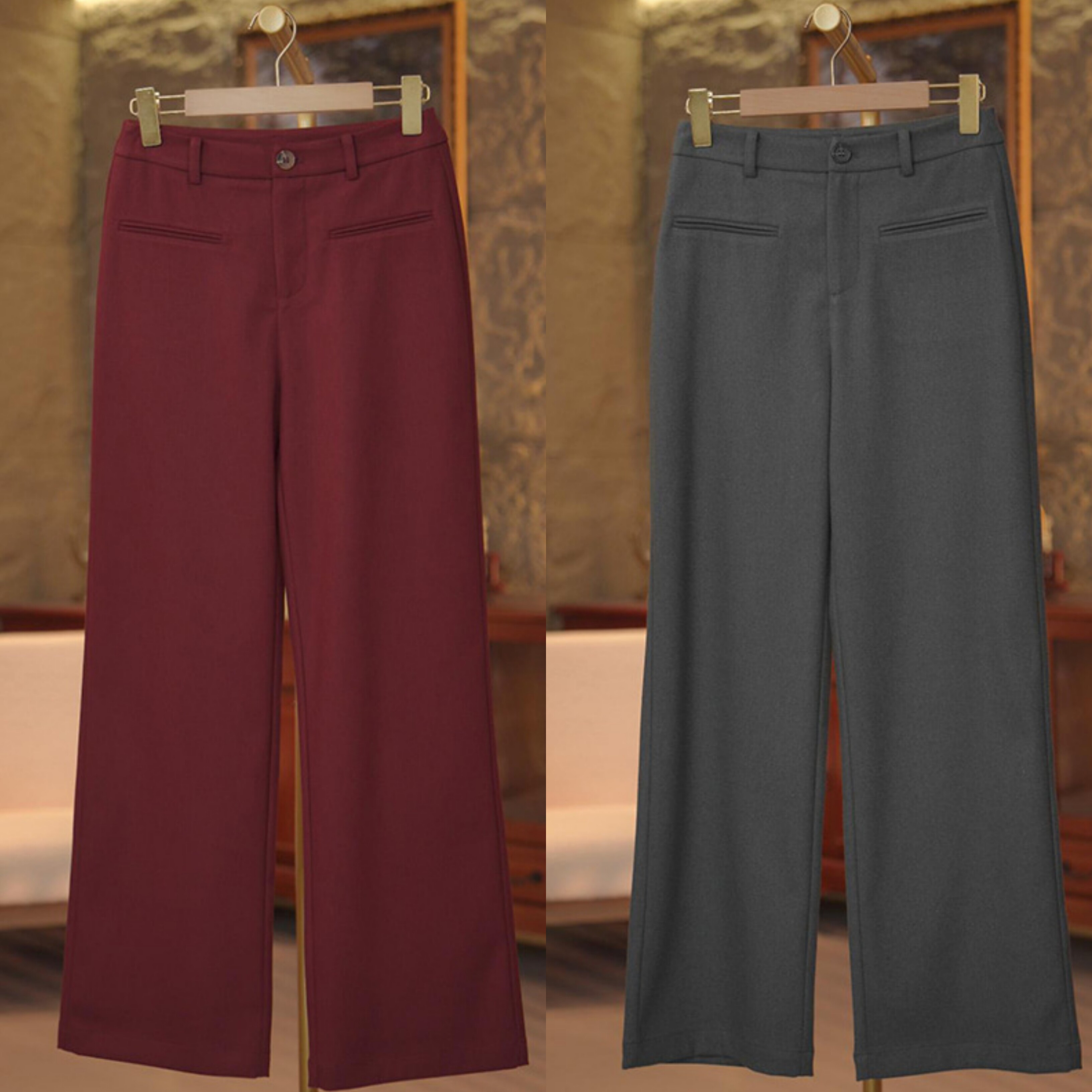 秋冬新款2024气质宽松灰色休闲裤女高级感小个子垂感百搭直筒西裤