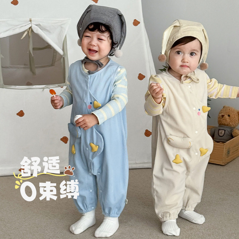 婴儿卡通玩偶连体衣无袖连体裤
