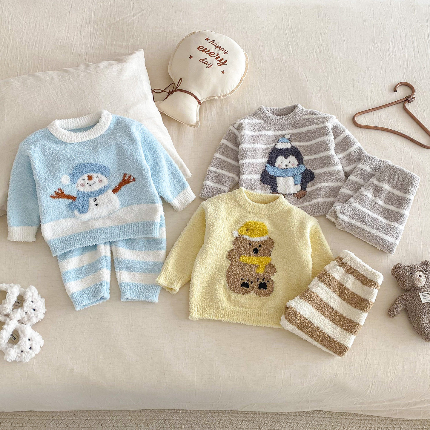 冬季新款睡衣套装婴儿卡通条纹半边绒家居服宝宝保暖舒适居家衣服,童装/婴儿装/亲子装,家居服套装,淘宝优惠券,粉丝福利购,淘宝优惠卷