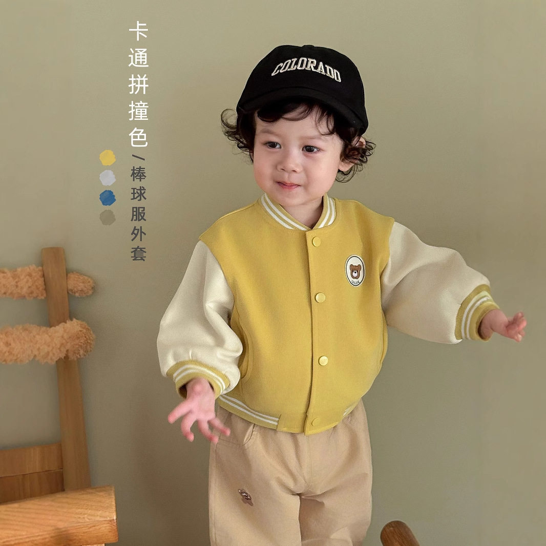 儿童卡通棒球服韩版拼色秋装外套