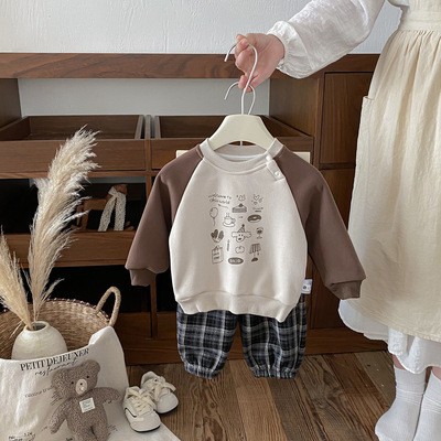 男童加绒加厚卫衣一体绒打底衫