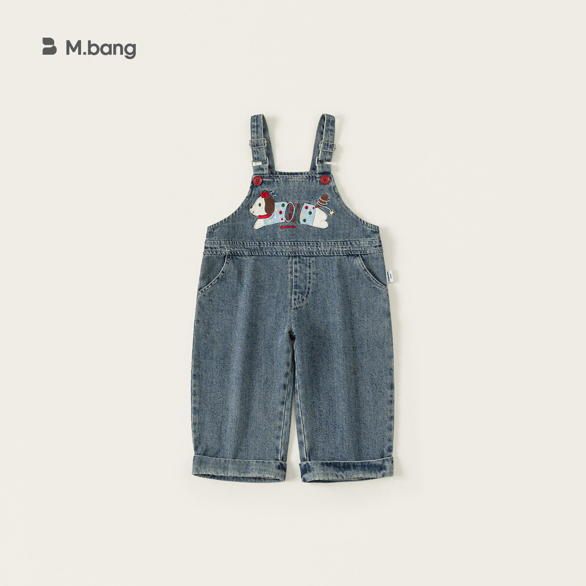 女童春装新款卡通绣花裤子儿童洋气柔软牛仔背带裤中小童宽松长裤