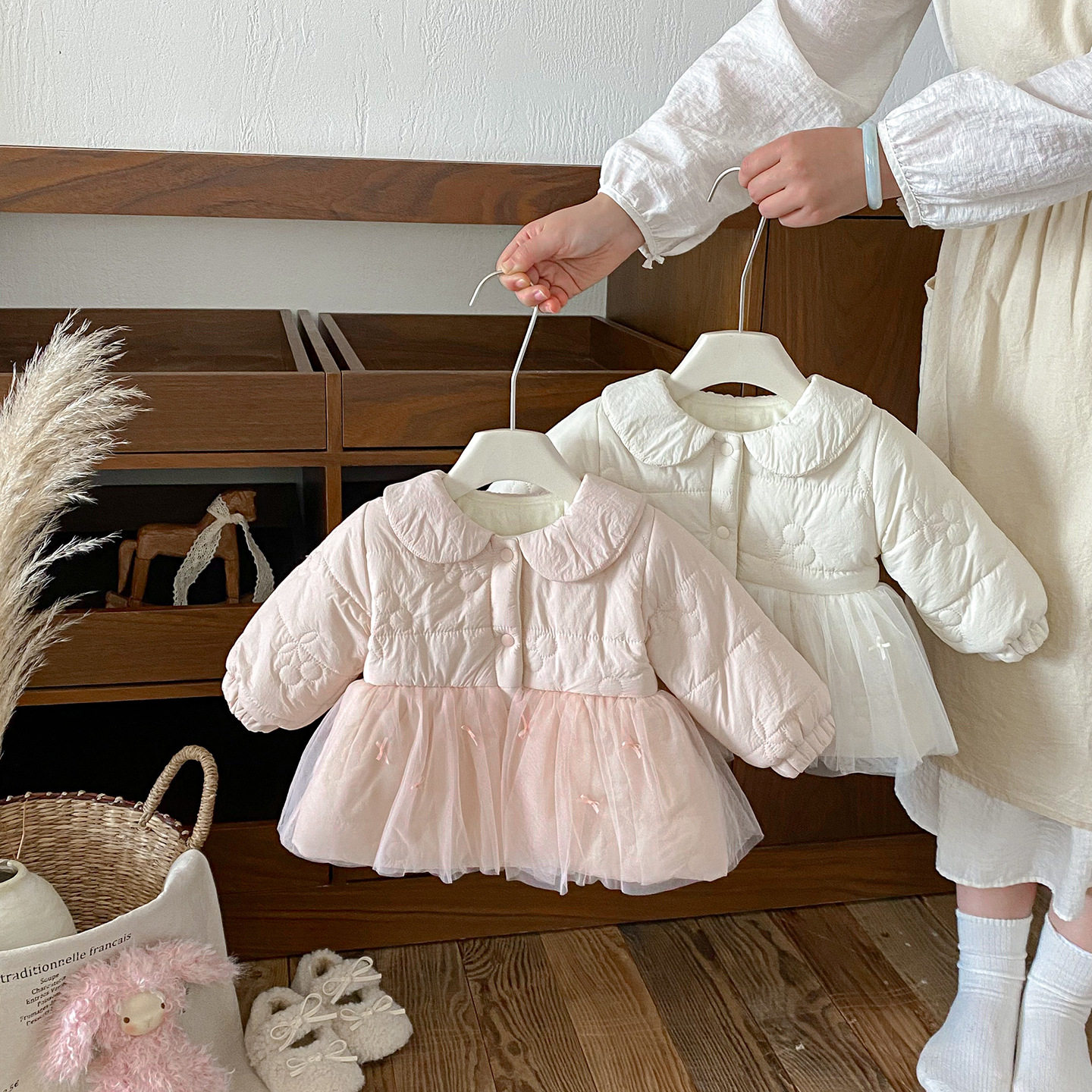 婴幼儿冬季新款绗棉外套加绒加厚拼纱棉衣女宝宝洋气百搭保暖棉服,童装/婴儿装/亲子装,普通外套,淘宝优惠券,粉丝福利购,淘宝优惠卷