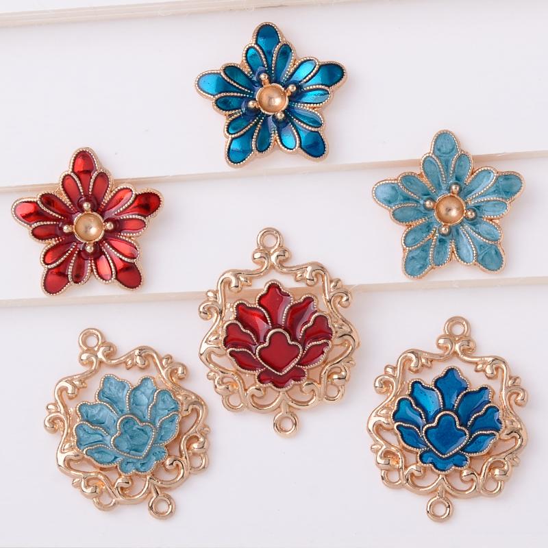 古风饰品花朵合金diy配件明制汉服发饰发冠流苏连接吊坠饰品配件