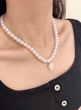 名媛轻奢珍珠串珠项链女复古晚宴