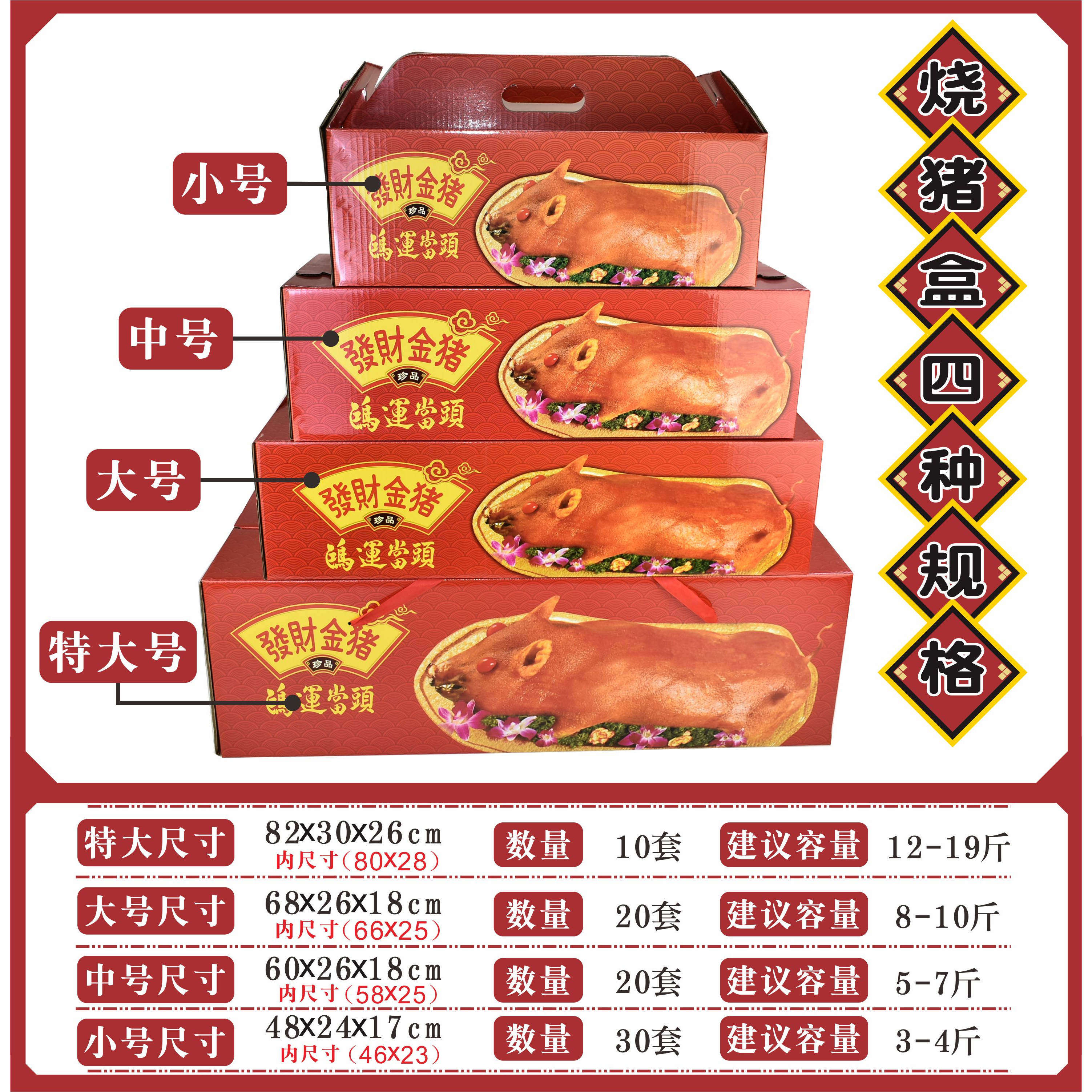 烧猪盒烧鹅盒瓦楞纸酒店乳猪盒金牌烧鹅鸿运金猪盒手提高档猪盒