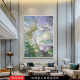 高级感 现代简约客厅挑高大幅手绘油画 周进原创手绘油画 禅花