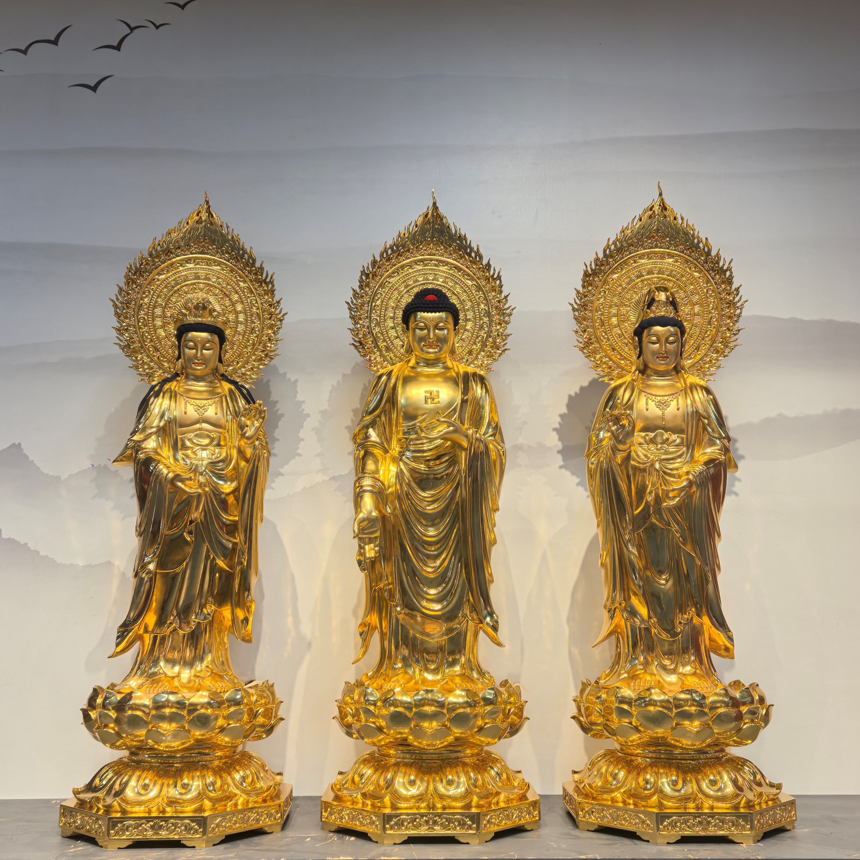 西方三圣佛像阿弥陀佛观音居家