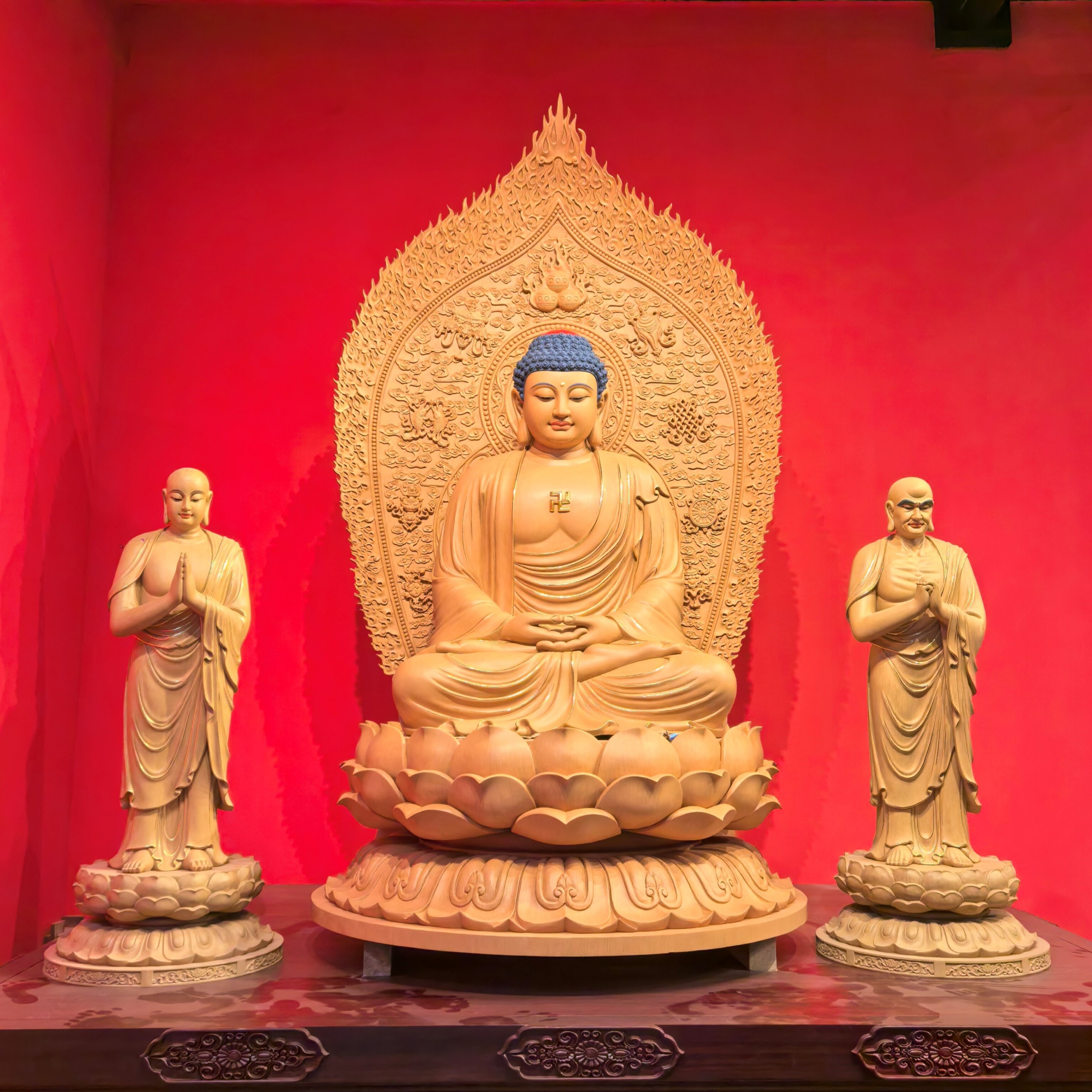 一佛二弟子佛祖释迦牟尼佛阿难迦叶阿弥陀佛像摆件居家用寺庙供奉