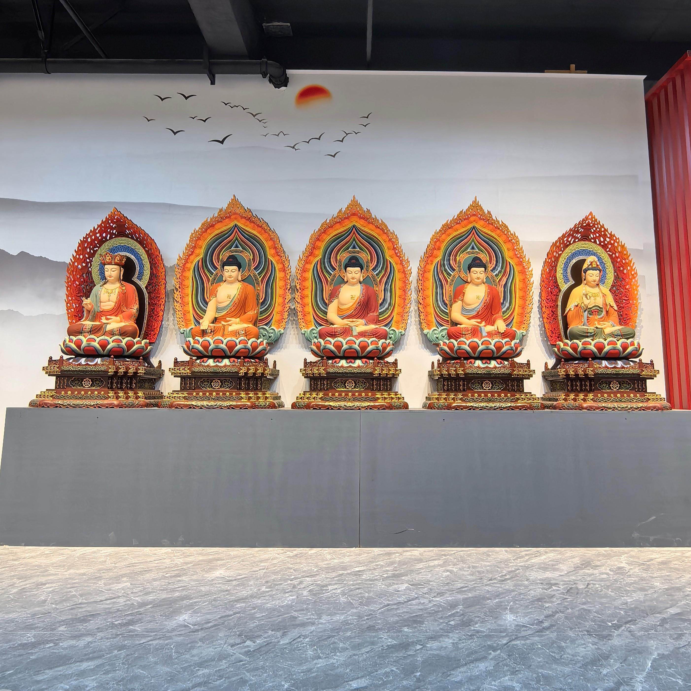 娑婆三圣阿弥陀佛观音大势至地藏王三宝佛释迦牟尼佛像药师佛摆件